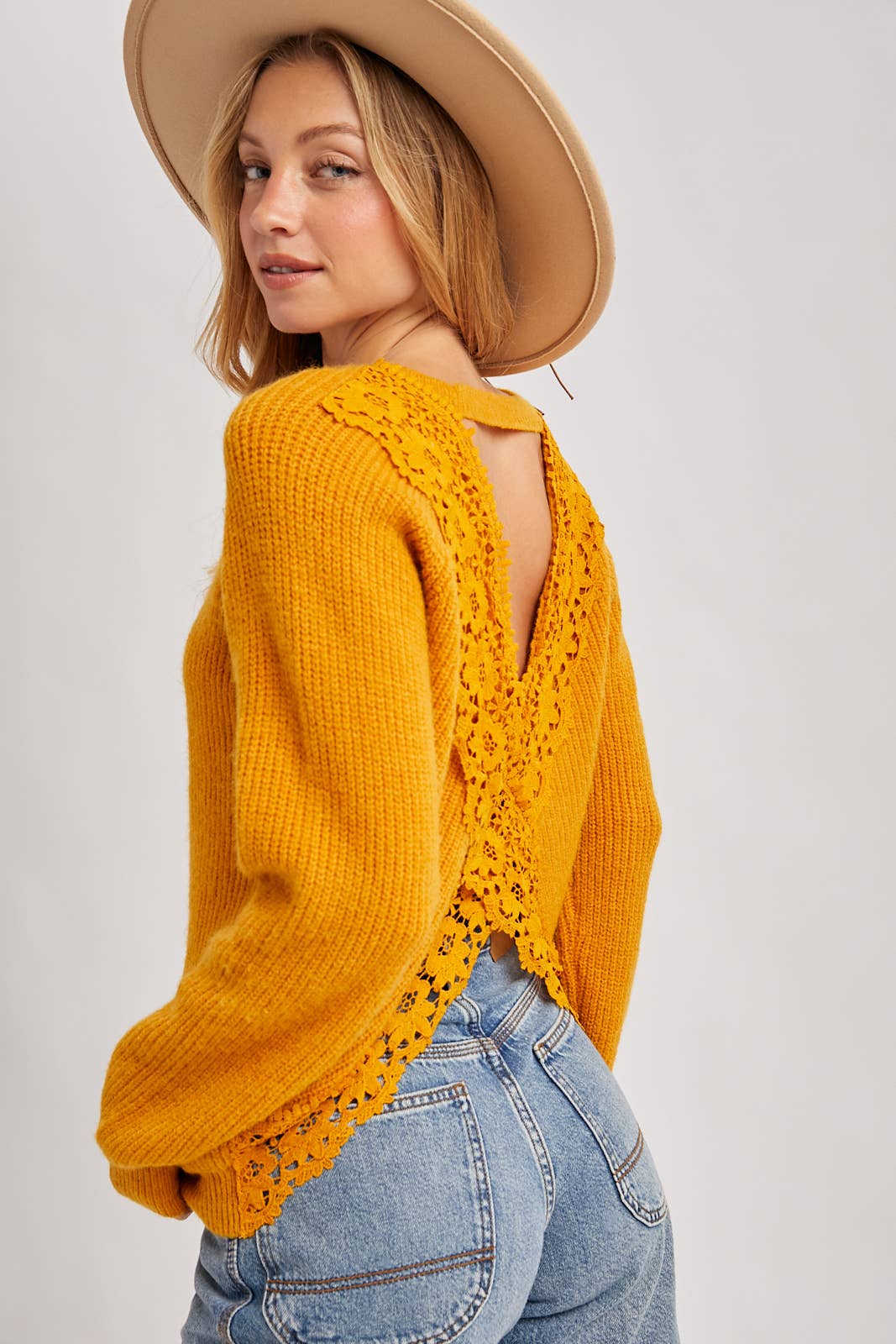 Gabby Crochet Lace Cross Back Pullover