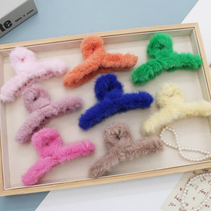 Multicolor Faux Fur Twist Claw Hair Clip