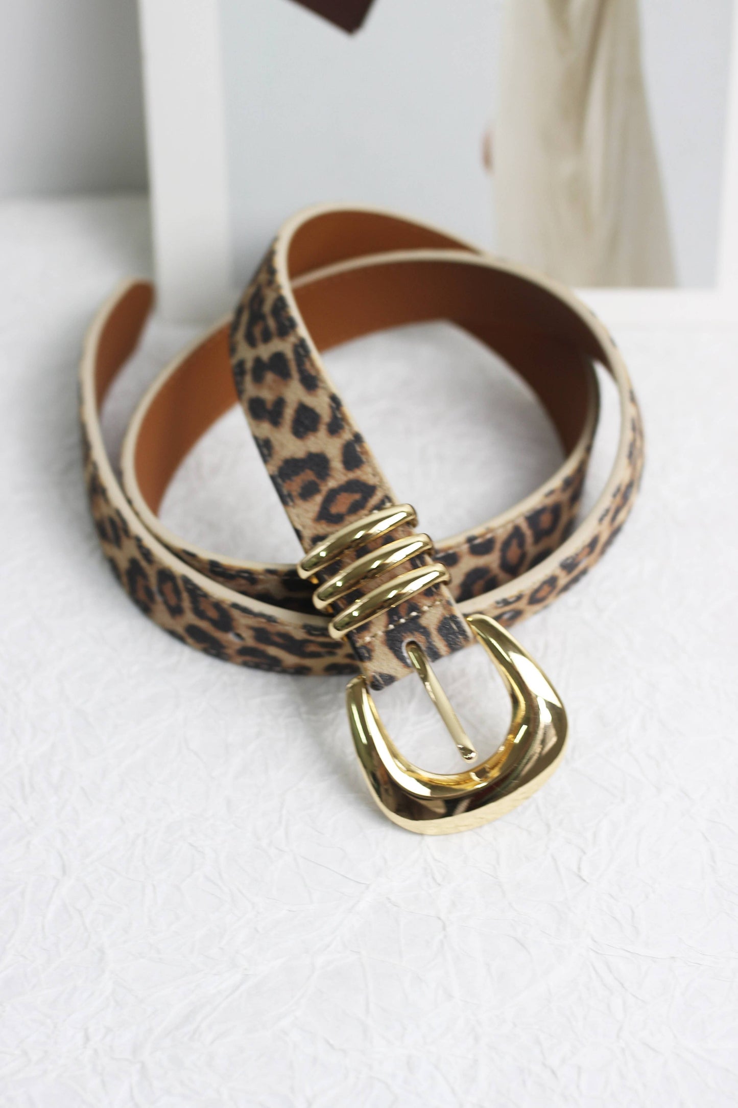 Leopard Print Leather Belt