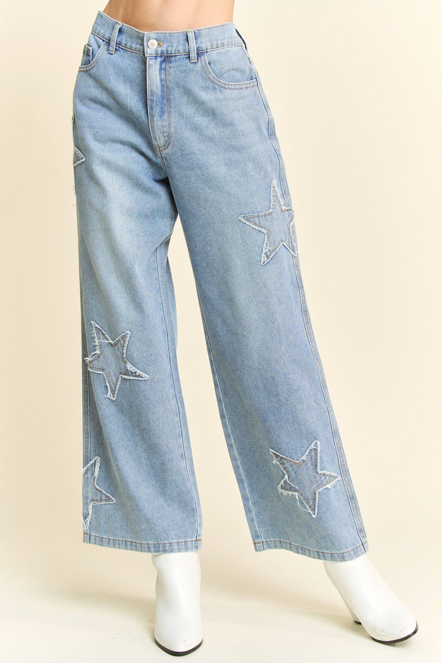 Star Patchwork Denim Pants