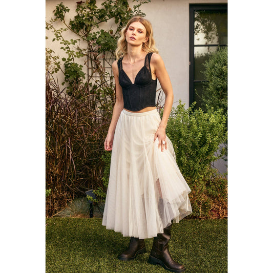 Mary - Be Free Mesh Paneled Midi Skirt