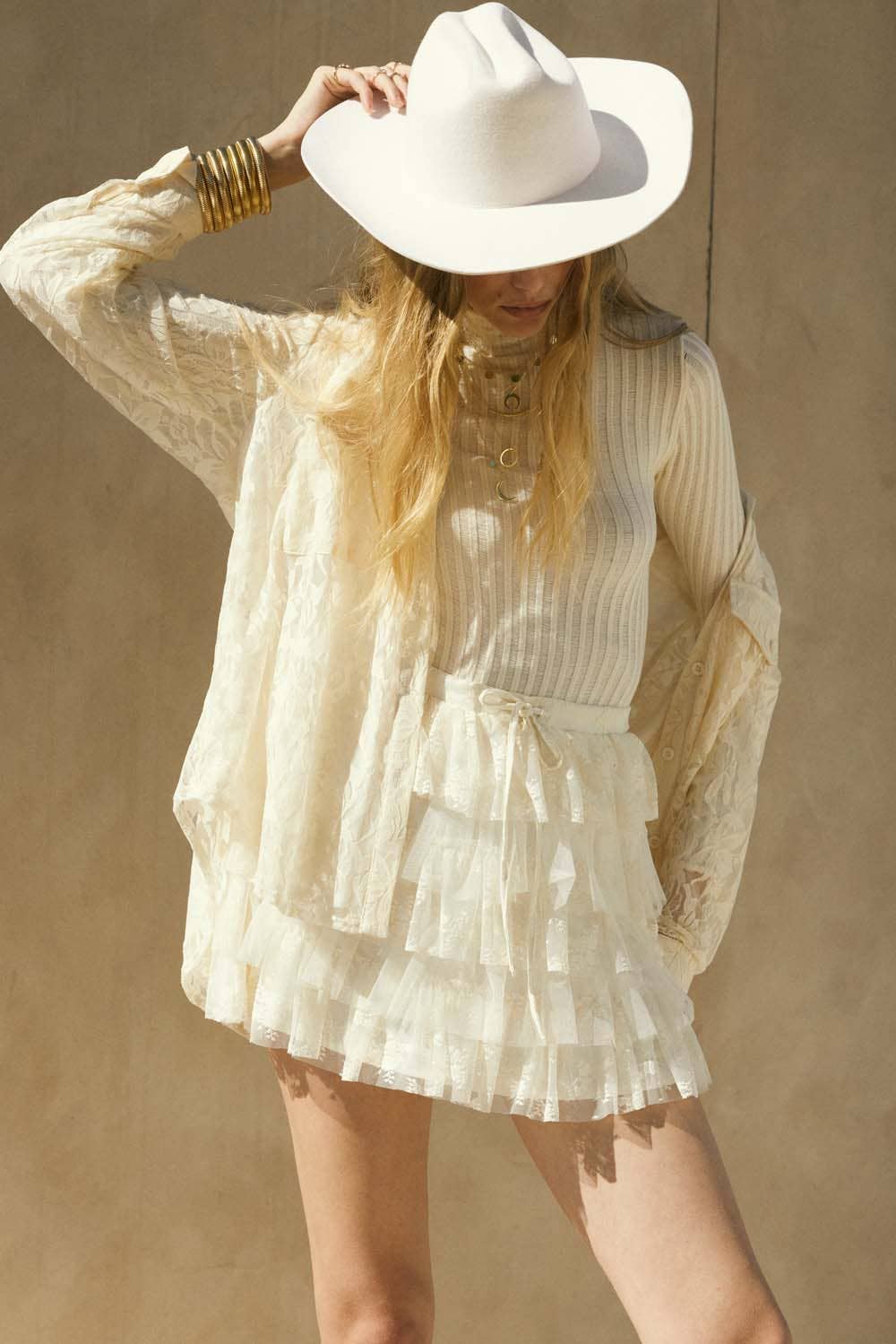 Francine Floral Lace Button-Up Pocket Shirt