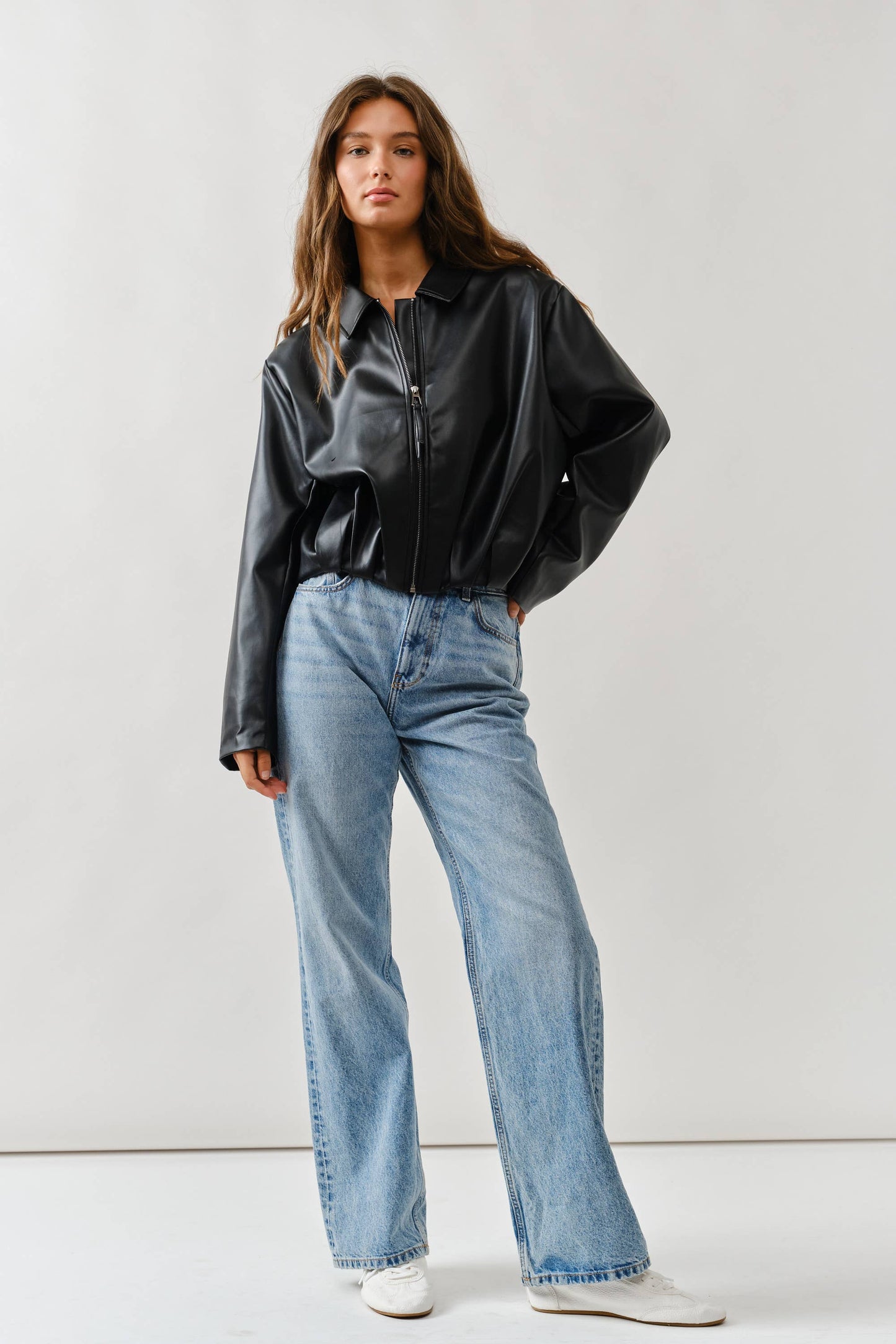 Dustin Vegan Leather Bomber Jacket