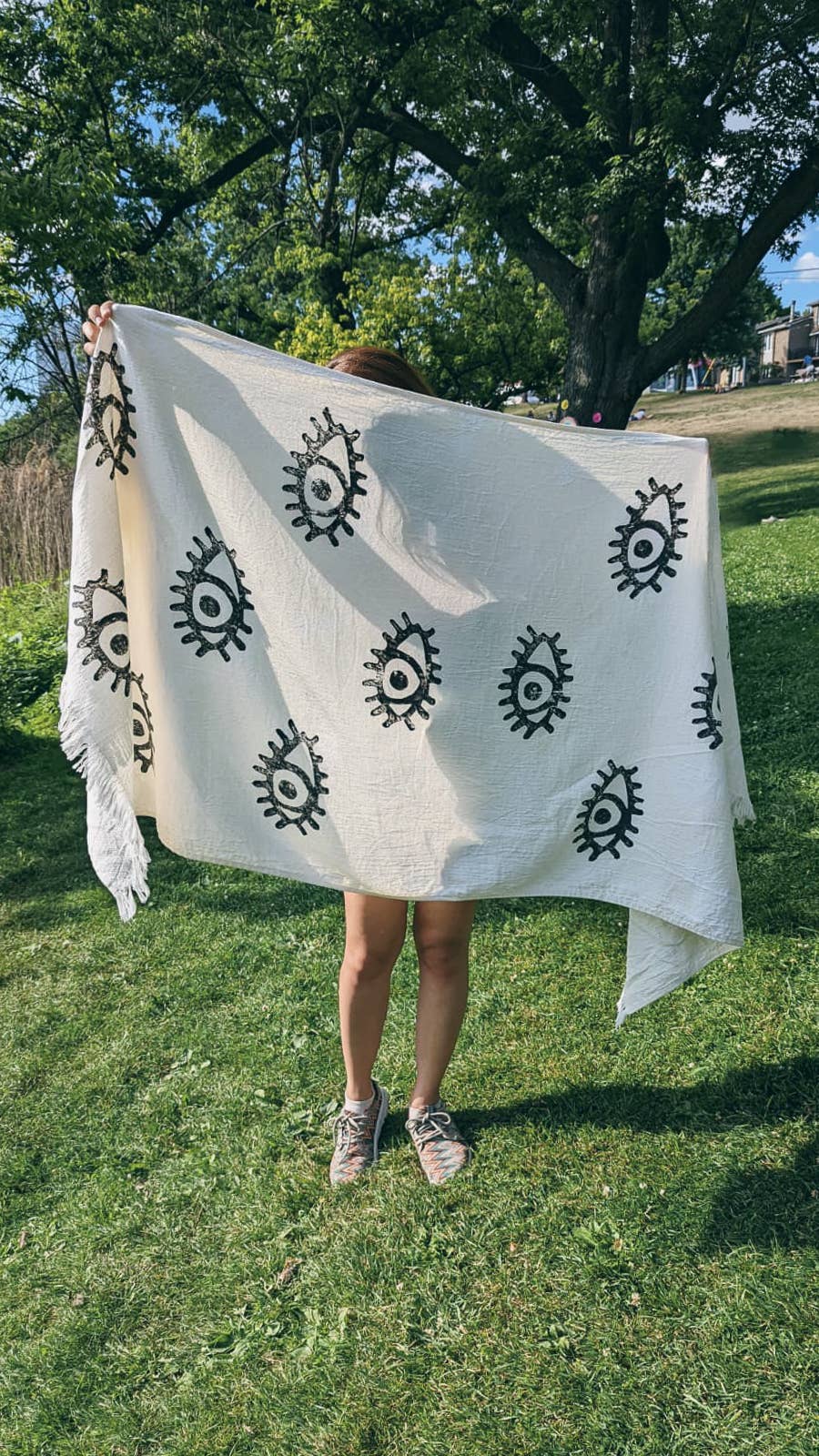 Black Evil Eye Throw Blanket by Moa