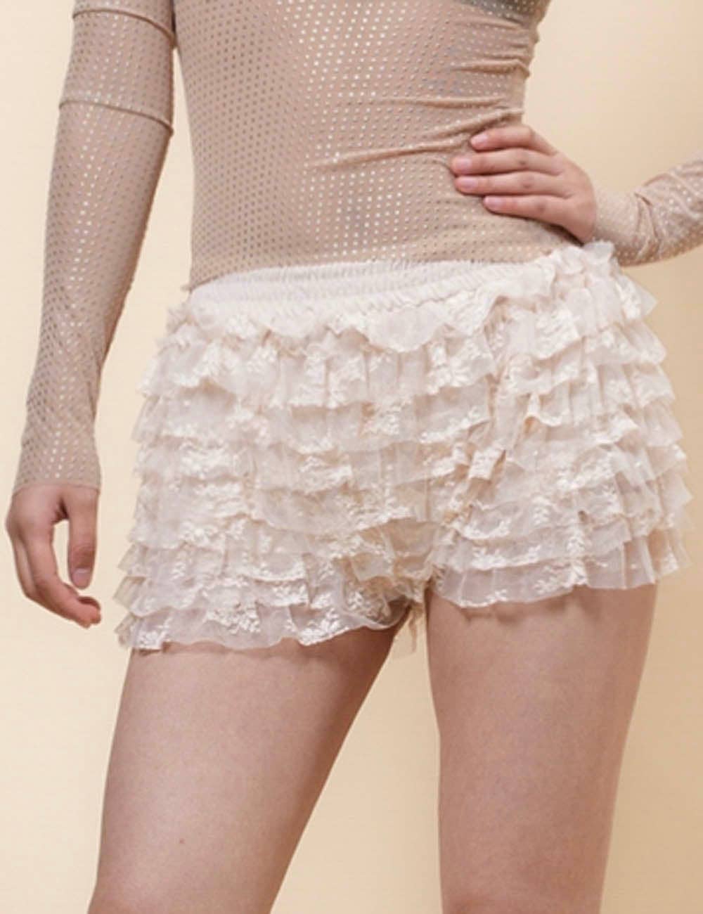Marie Ladies Ruffle Layered Low Waist Lace Shorts
