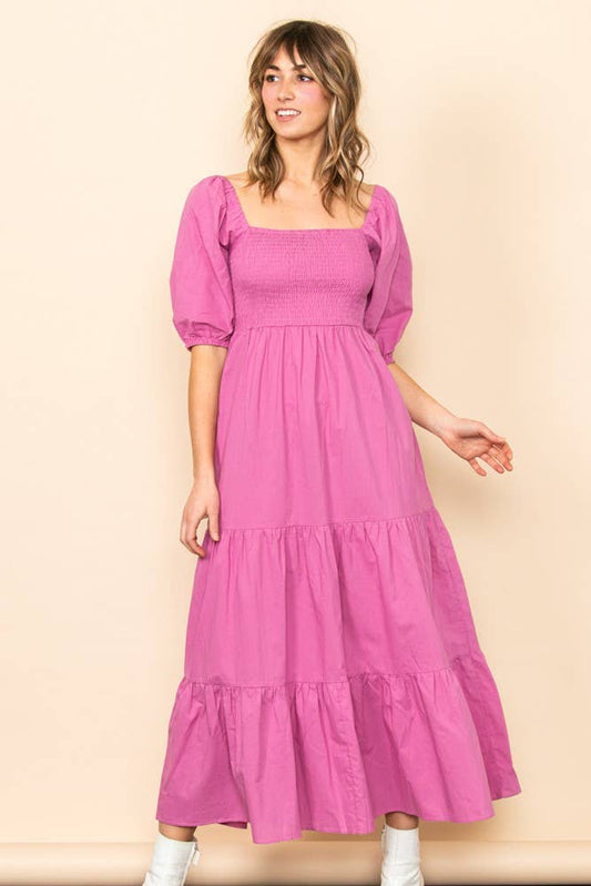 Willa - On & Off Shoulder Smocked Chest Maxi Dress