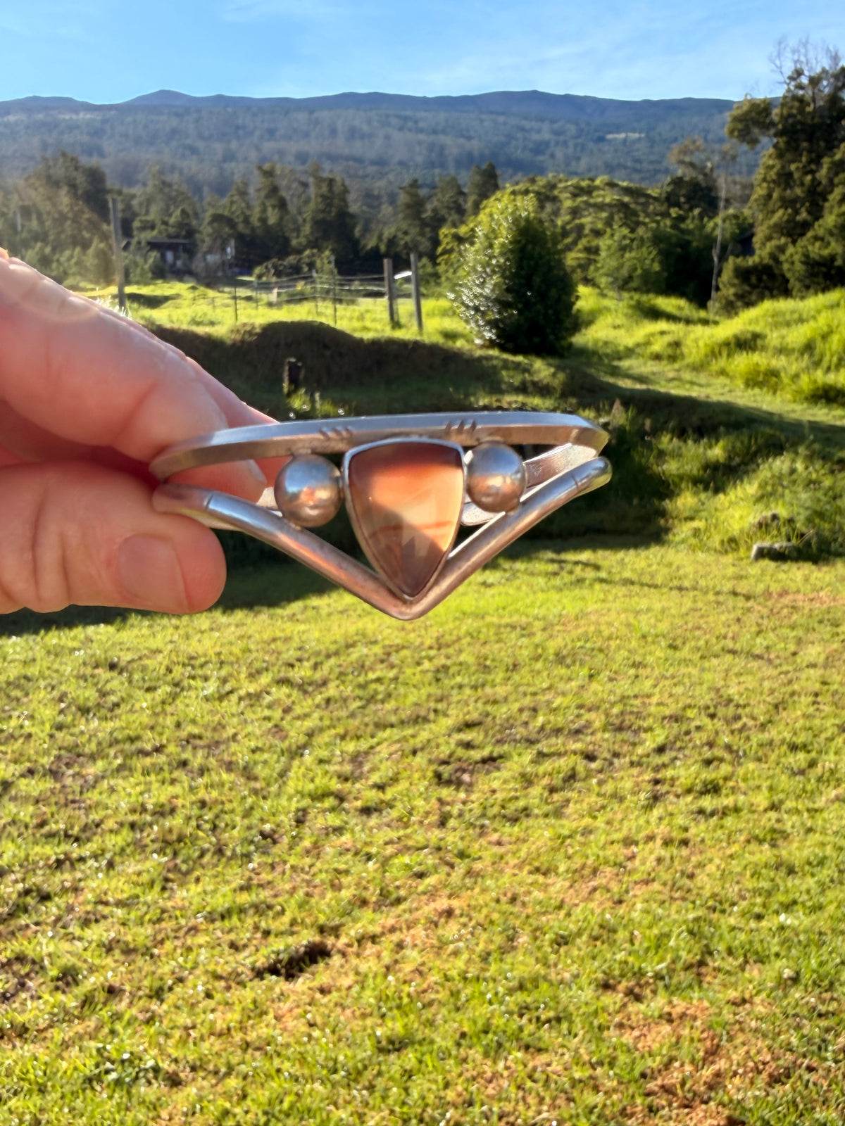Botswana Agate Sterling Silver Cuff