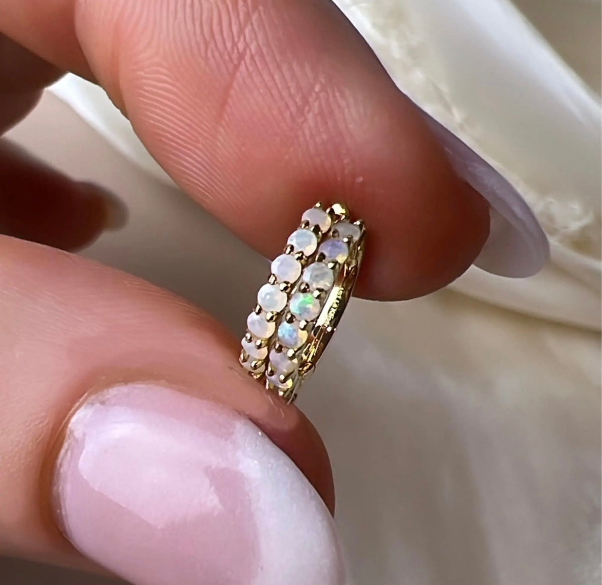 14kt Opal Mini Huggies