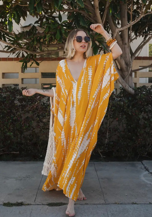 Yara Golden Tie Dye Caftan