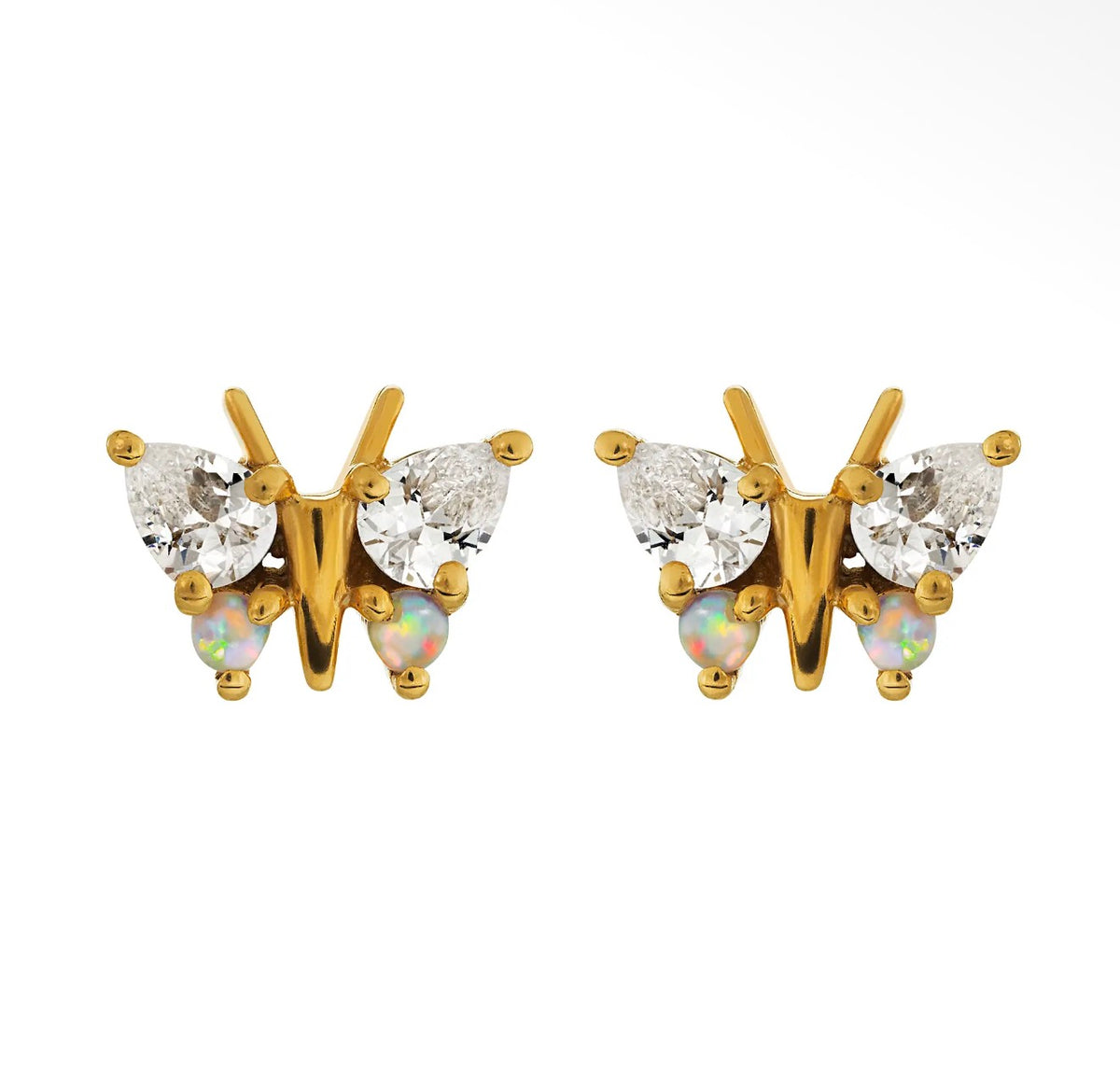 Opal and Diamond Butterfly Belle Studs
