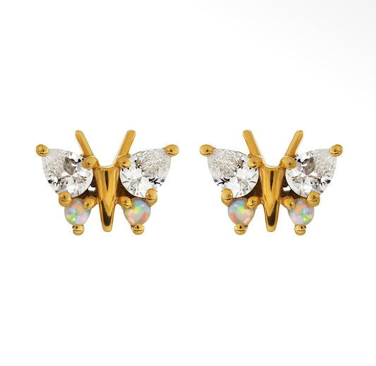 Opal and Diamond Butterfly Belle Studs