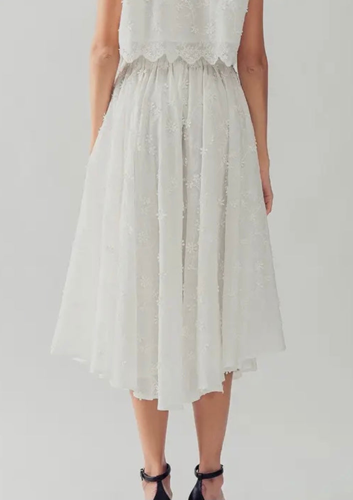 Addie - White Floral Skirt by Urban Daizy