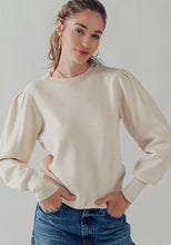 Jess - Pleated Shoulder Crew Neck Sweater