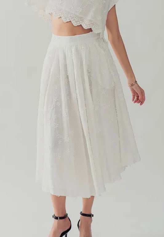 Addie - White Floral Skirt by Urban Daizy