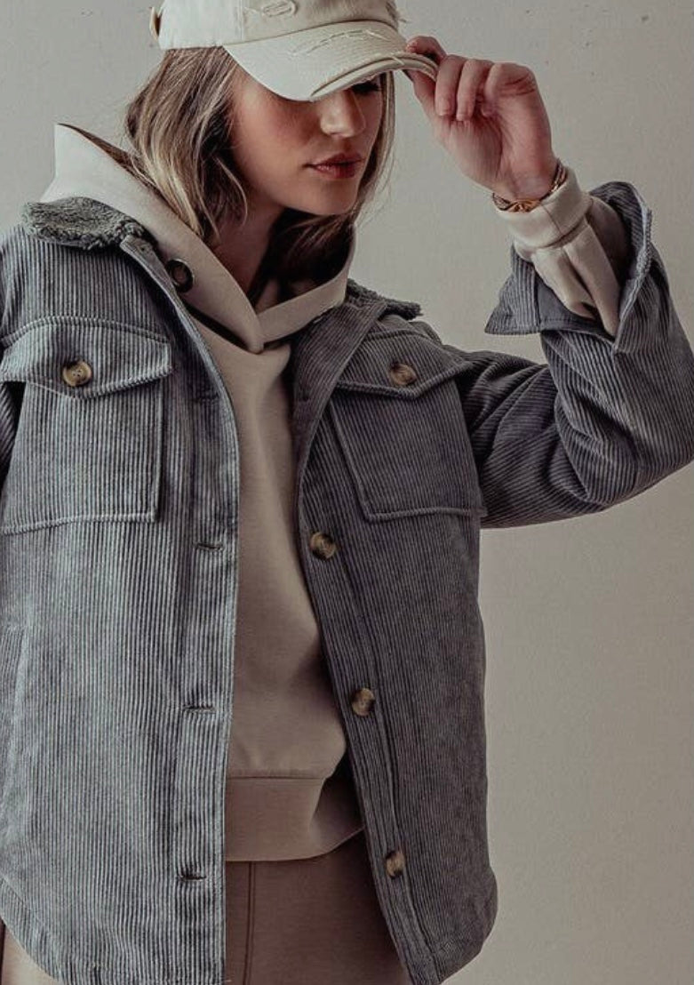 Relaxed fit Sherpa Collar Corduroy Jacket by Love Tree