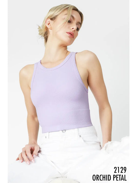 Chevron High Neck Crop Top