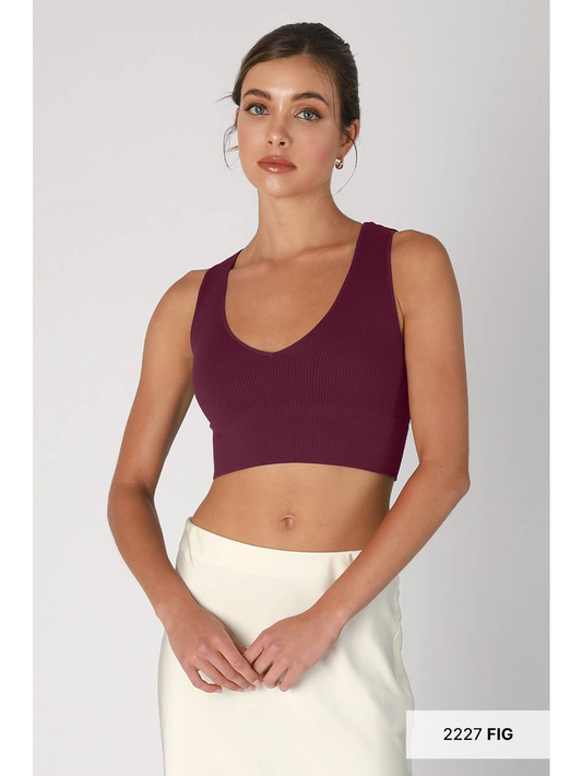 Plunge V-Neck Ribbed Crop Top