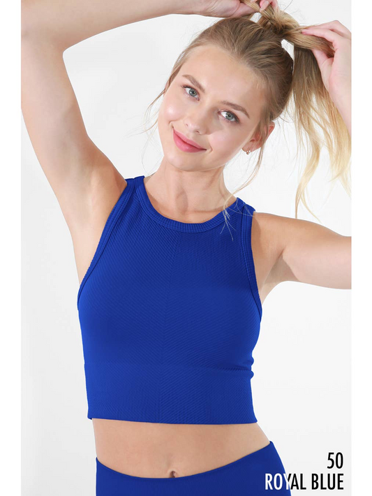 Chevron High Neck Crop Top