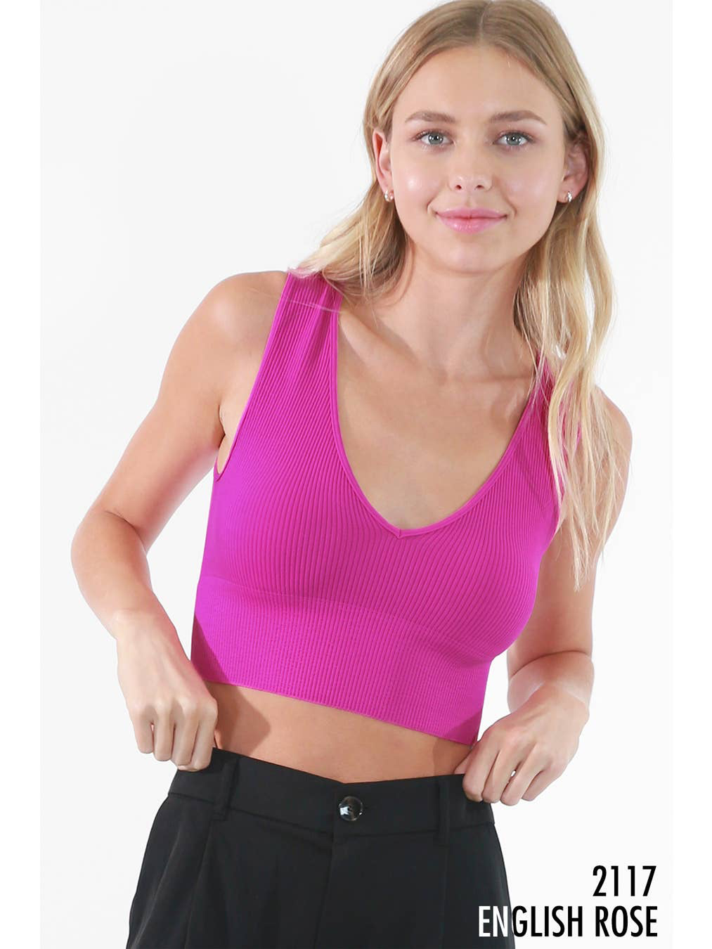 Nikibiki - Plunge V-neck Ribbed Crop Top