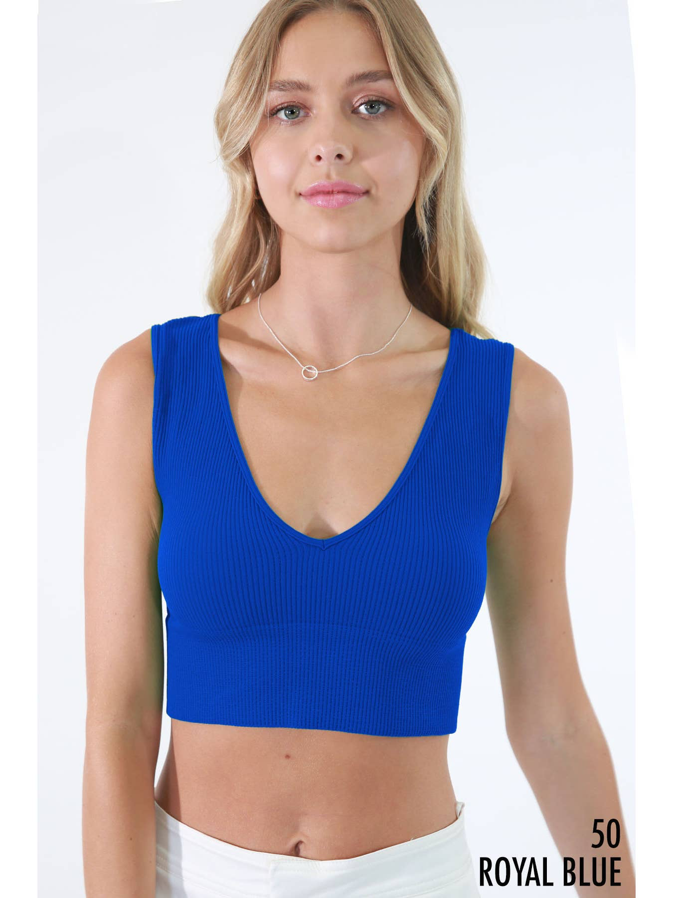 Nikibiki - Plunge V-neck Ribbed Crop Top