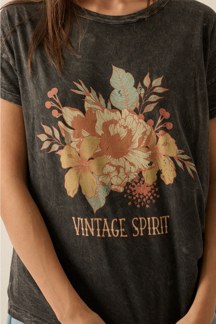 Vintage Spirit Flower Graphic Tee