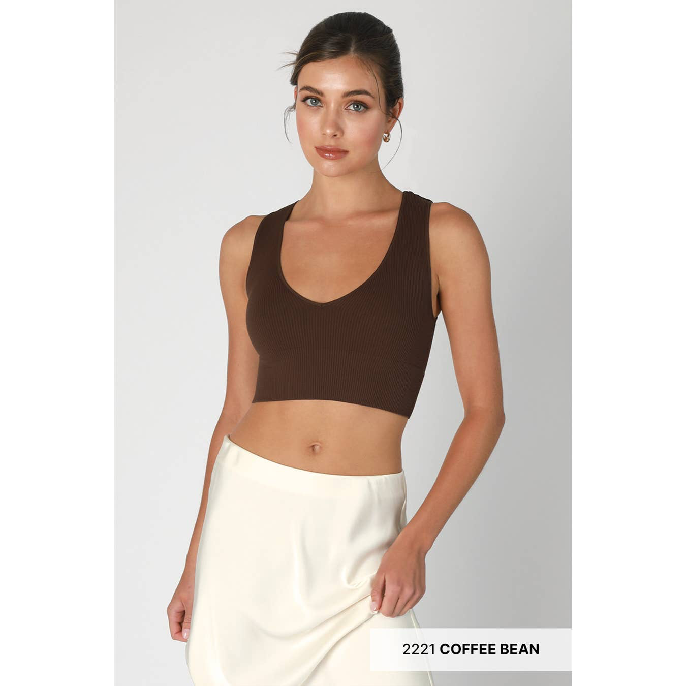 Nikibiki - Plunge V-neck Ribbed Crop Top