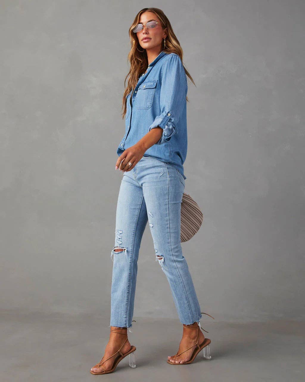 Emmie Denim Pocket Long Sleeves Shirt