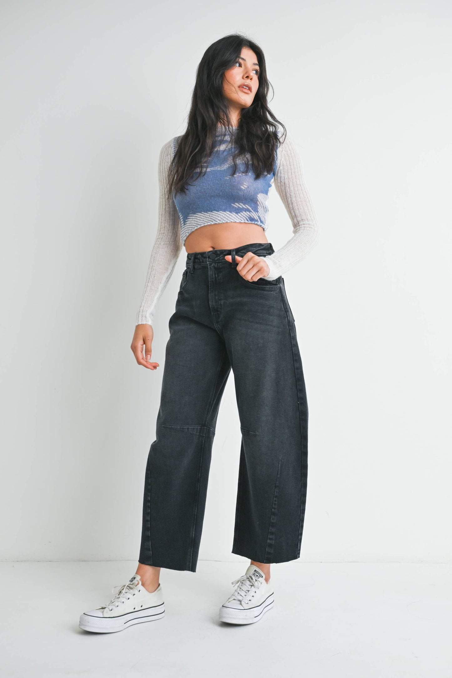 Just Black Denim - Barrel Jean w/ Seams Wash Black BP473J