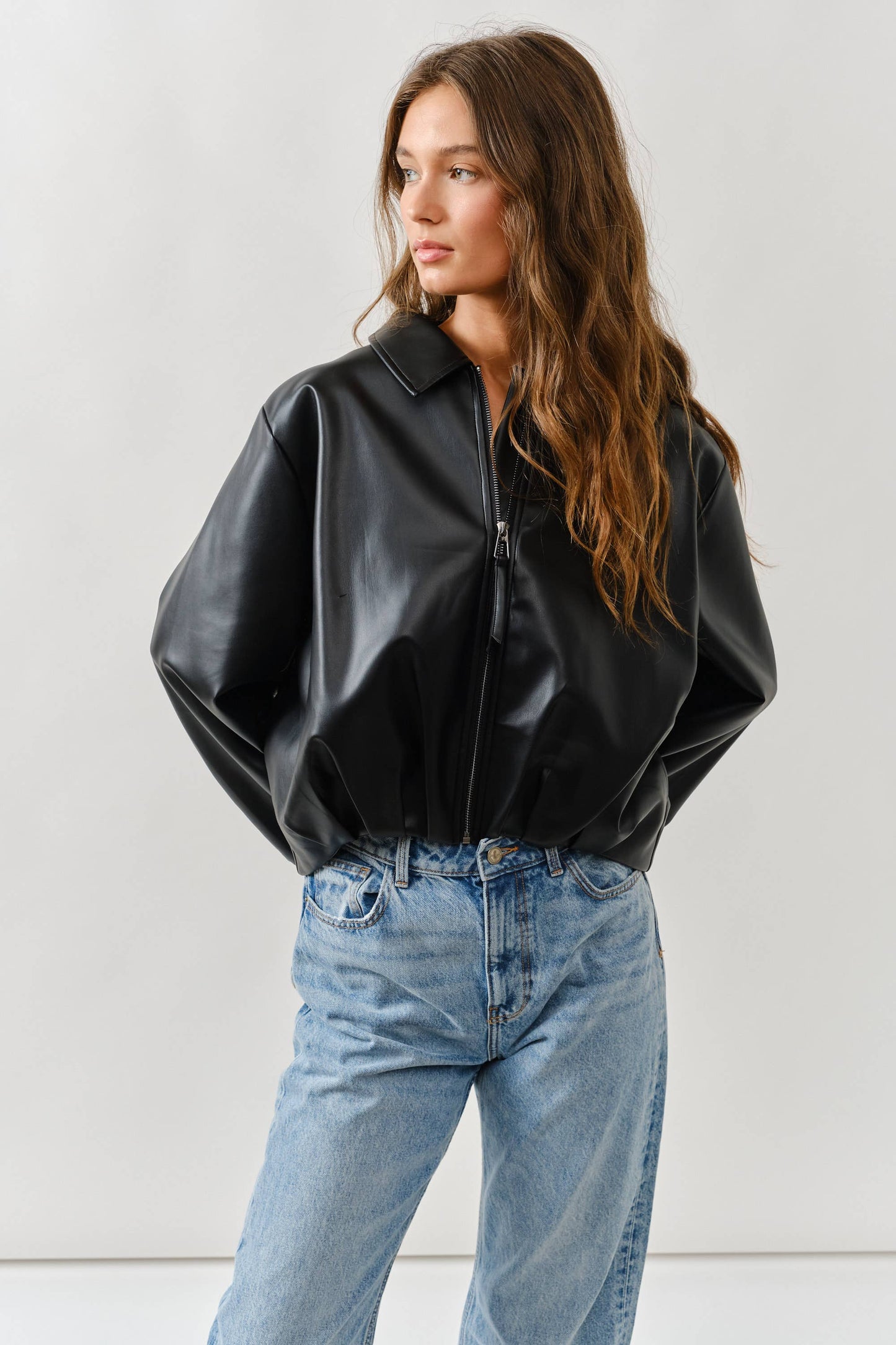 Dustin Vegan Leather Bomber Jacket
