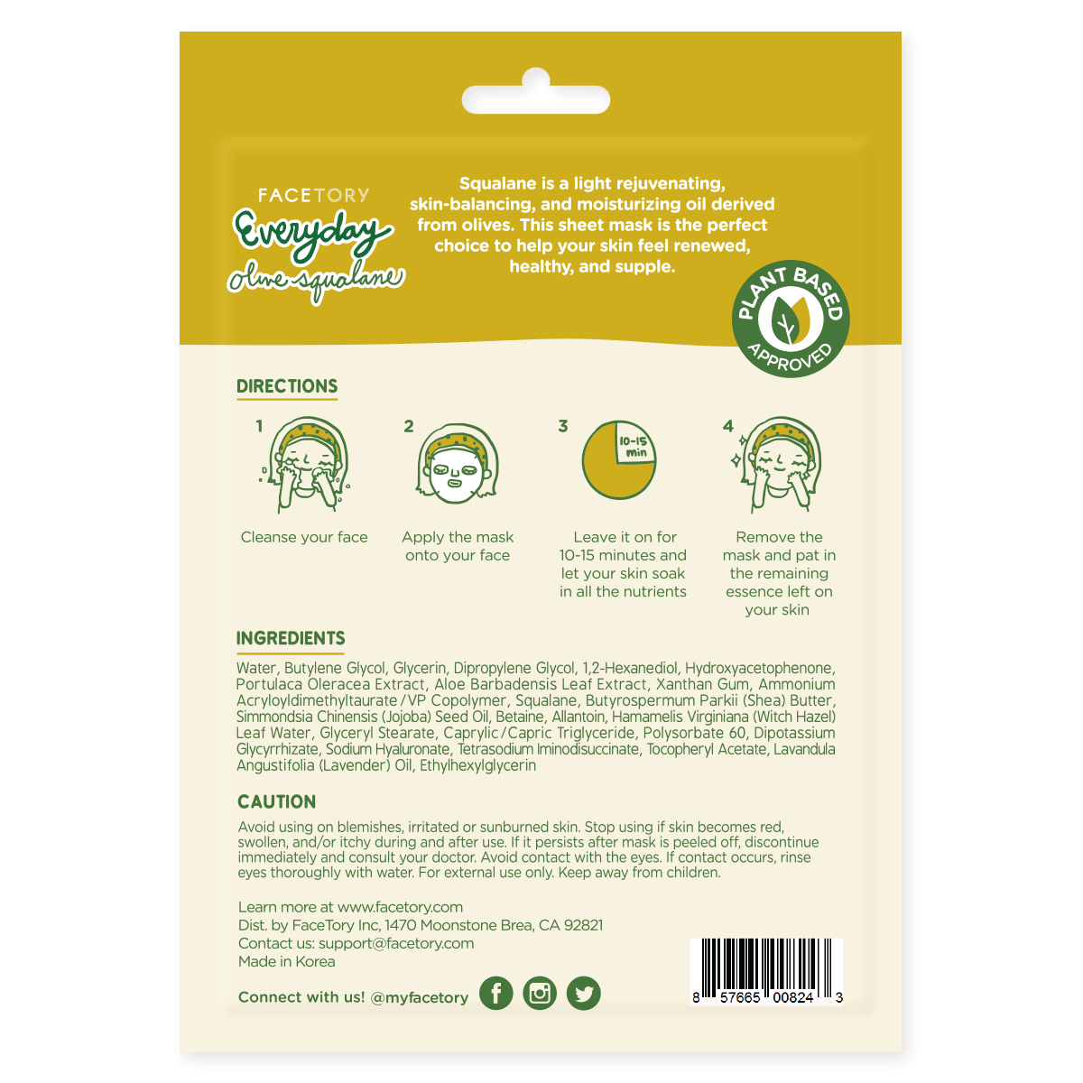 Mask - K-Beauty - Skin Balancing - Everyday - Olive Squalane