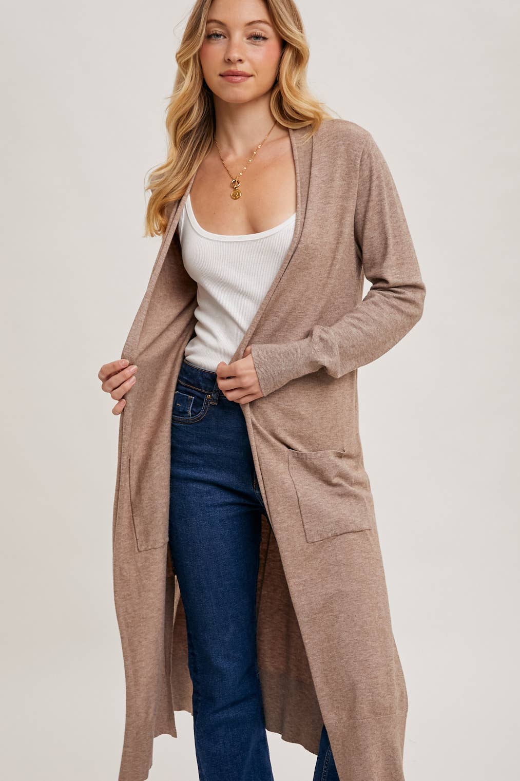 Posh - Longline Open Front Cardigan