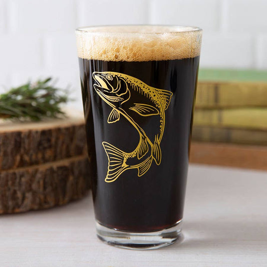 Trout Pint Glass - Gold Print