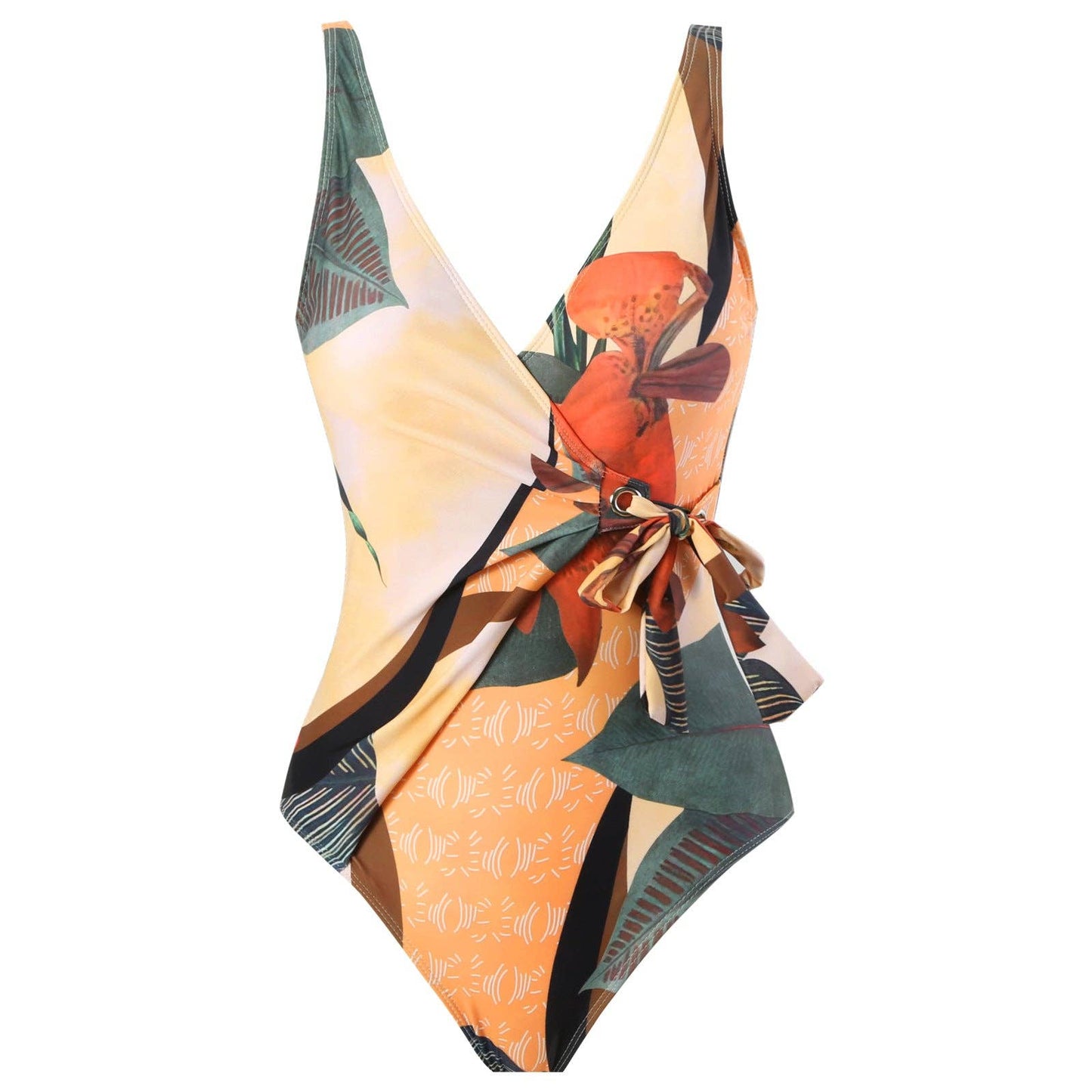 Tai - Multicolor Floral Print One Piece Swimweai with Cover