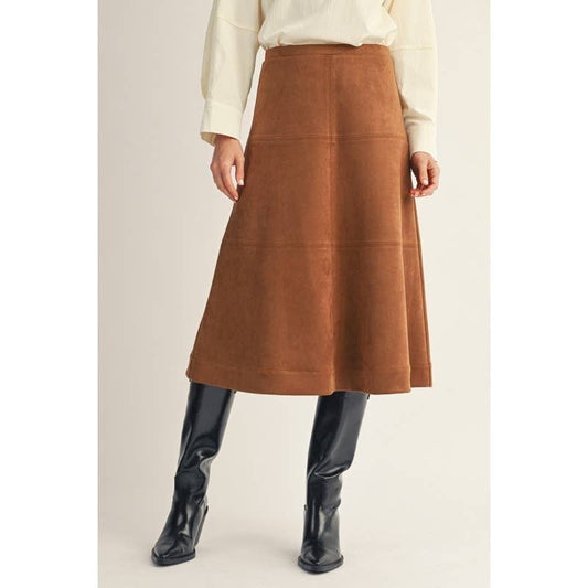 Gillian A-line Suede Skirt
