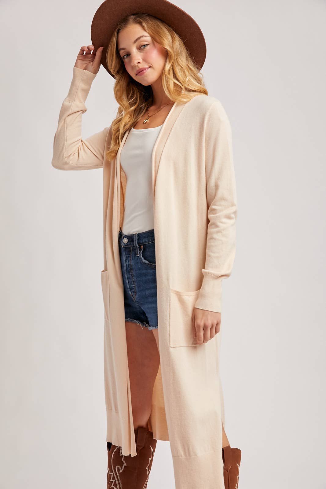 Posh - Longline Open Front Cardigan