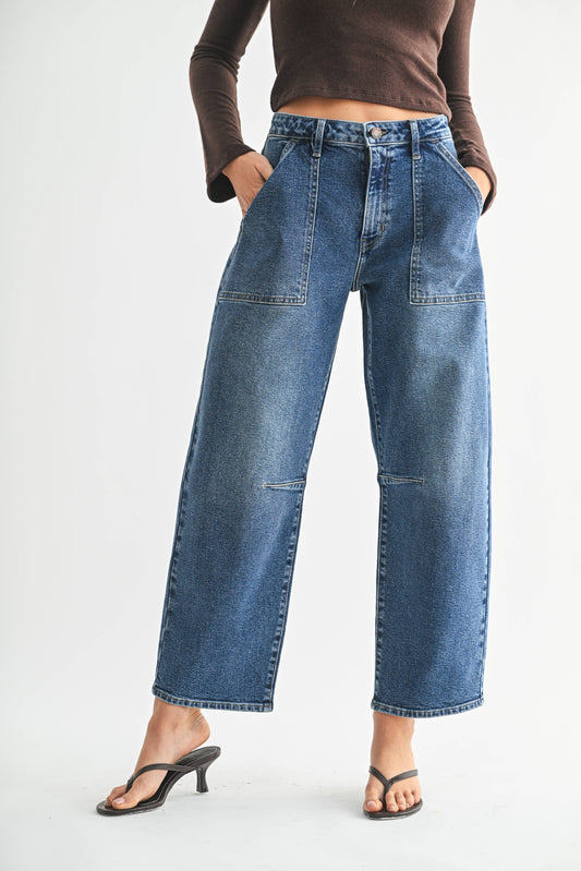 Just Black Denim - Utility Seamed Barrel Dark BP203J