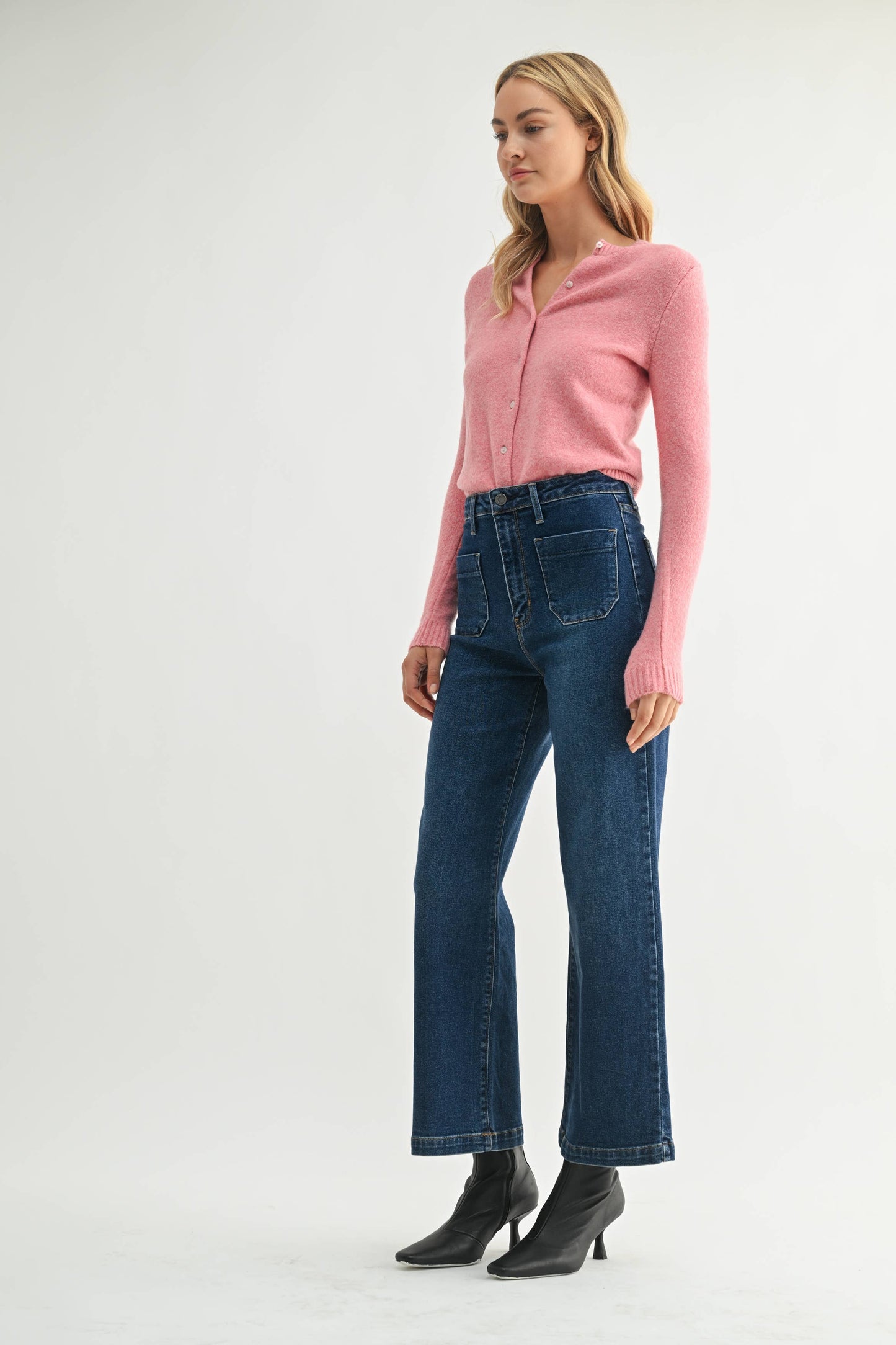 Just Black Denim - Patch Pocket Wide Leg Dark BP433J