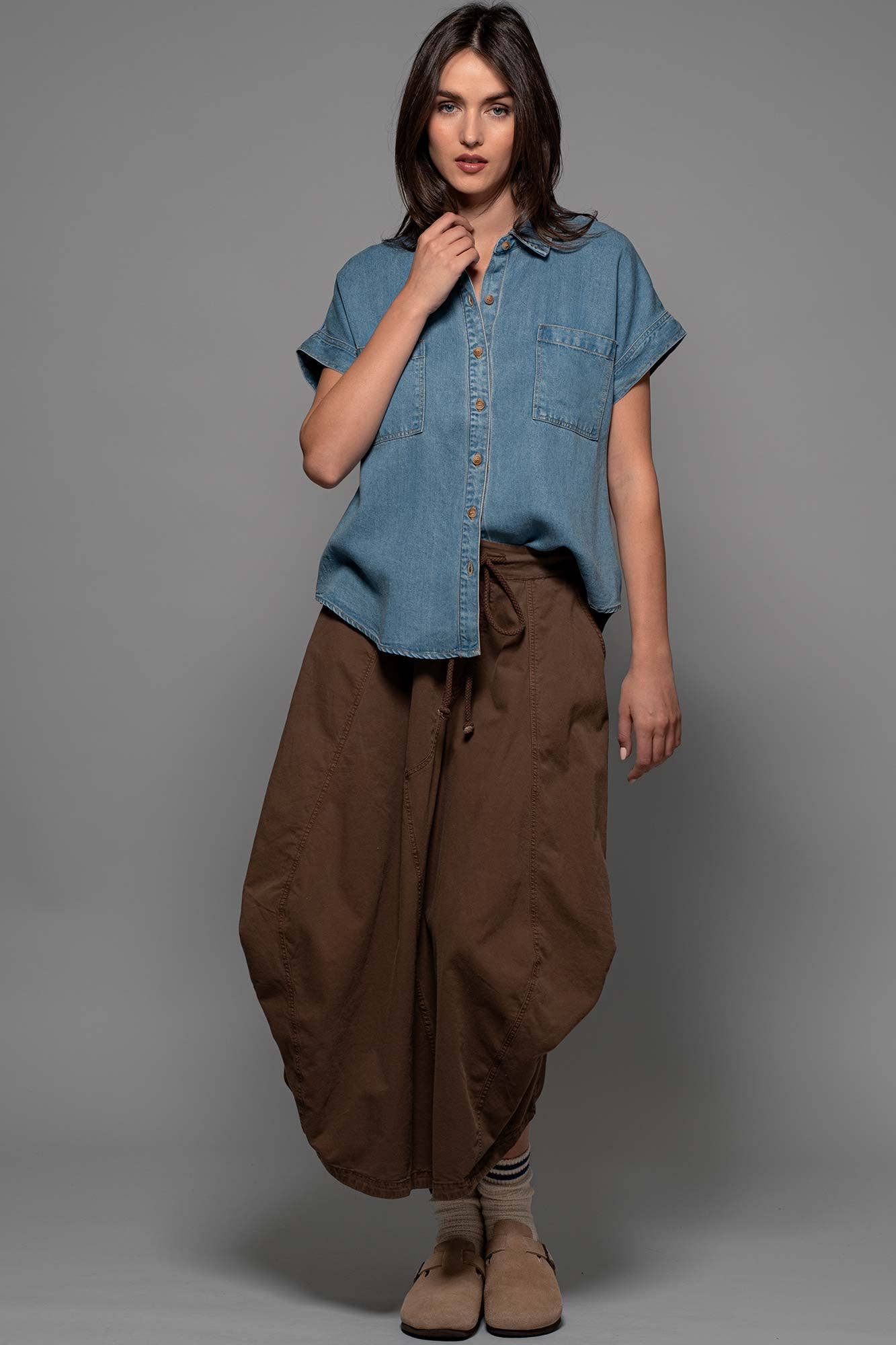 Leslie - lightweight Lyocell Camp Collar Denim Shirt