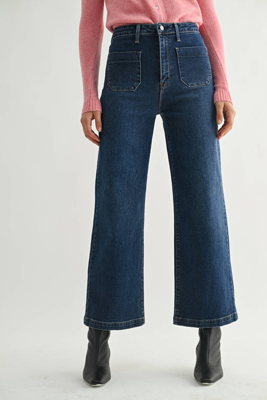 Just Black Denim - Patch Pocket Wide Leg Dark BP433J