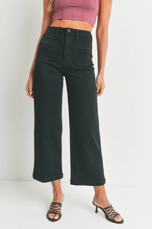 Just Black Denim - Patch Pocket Wide Leg Black BP433J