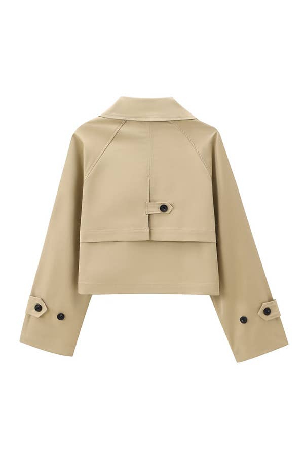 Audrey Cropped Double-Breasted Trench Jacket