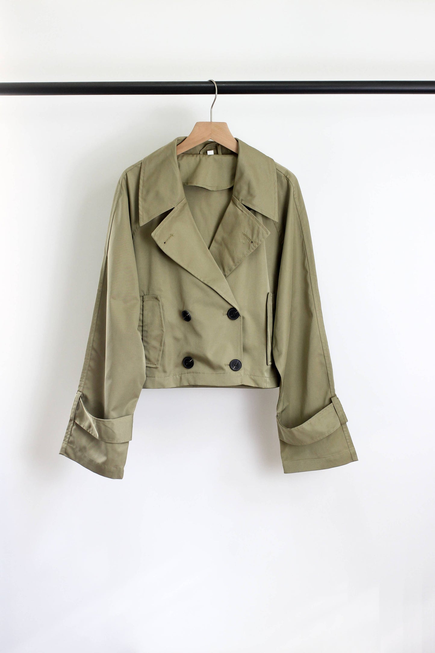 Audrey Cropped Double-Breasted Trench Jacket