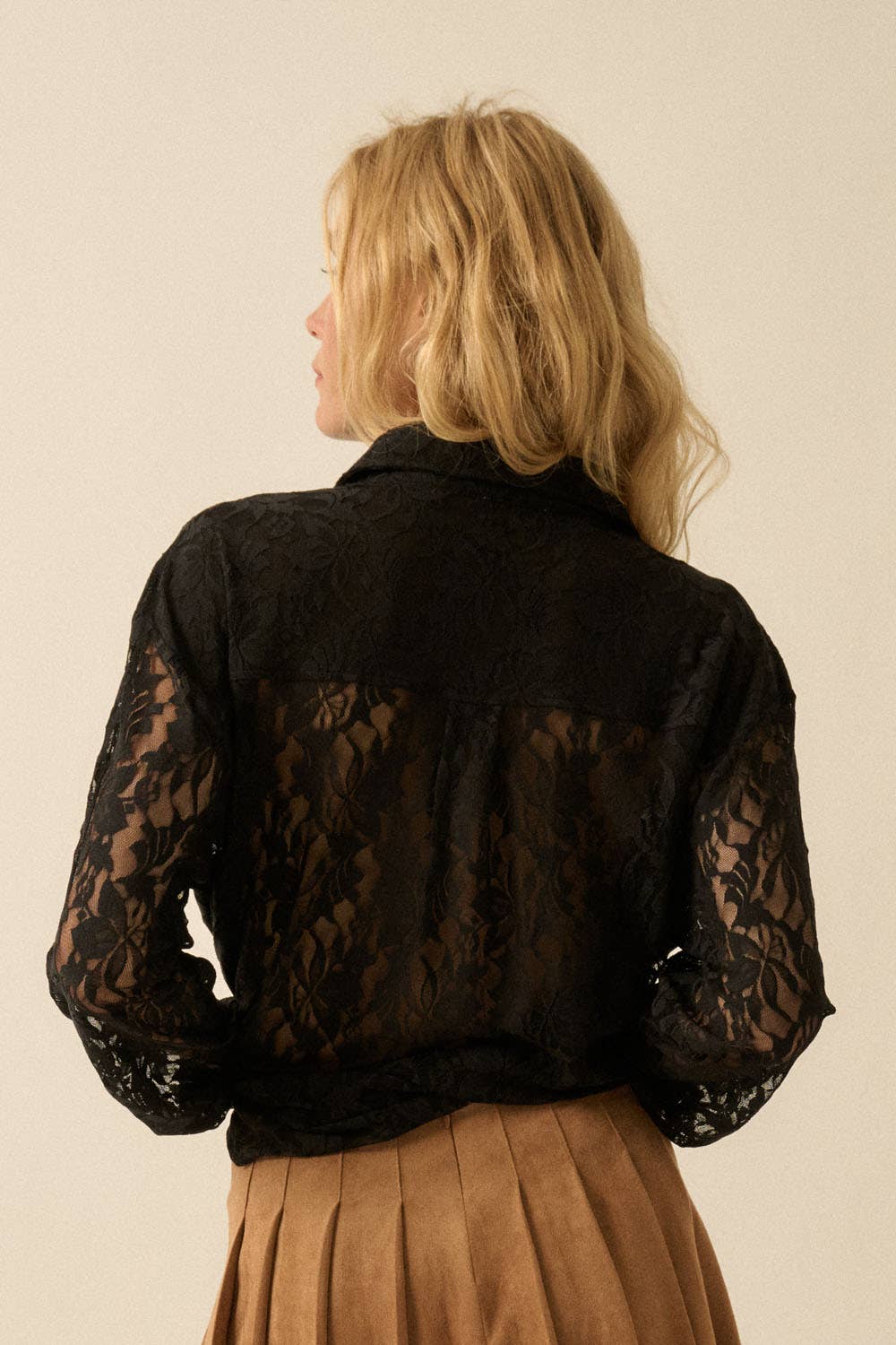 Francine Floral Lace Button-Up Pocket Shirt
