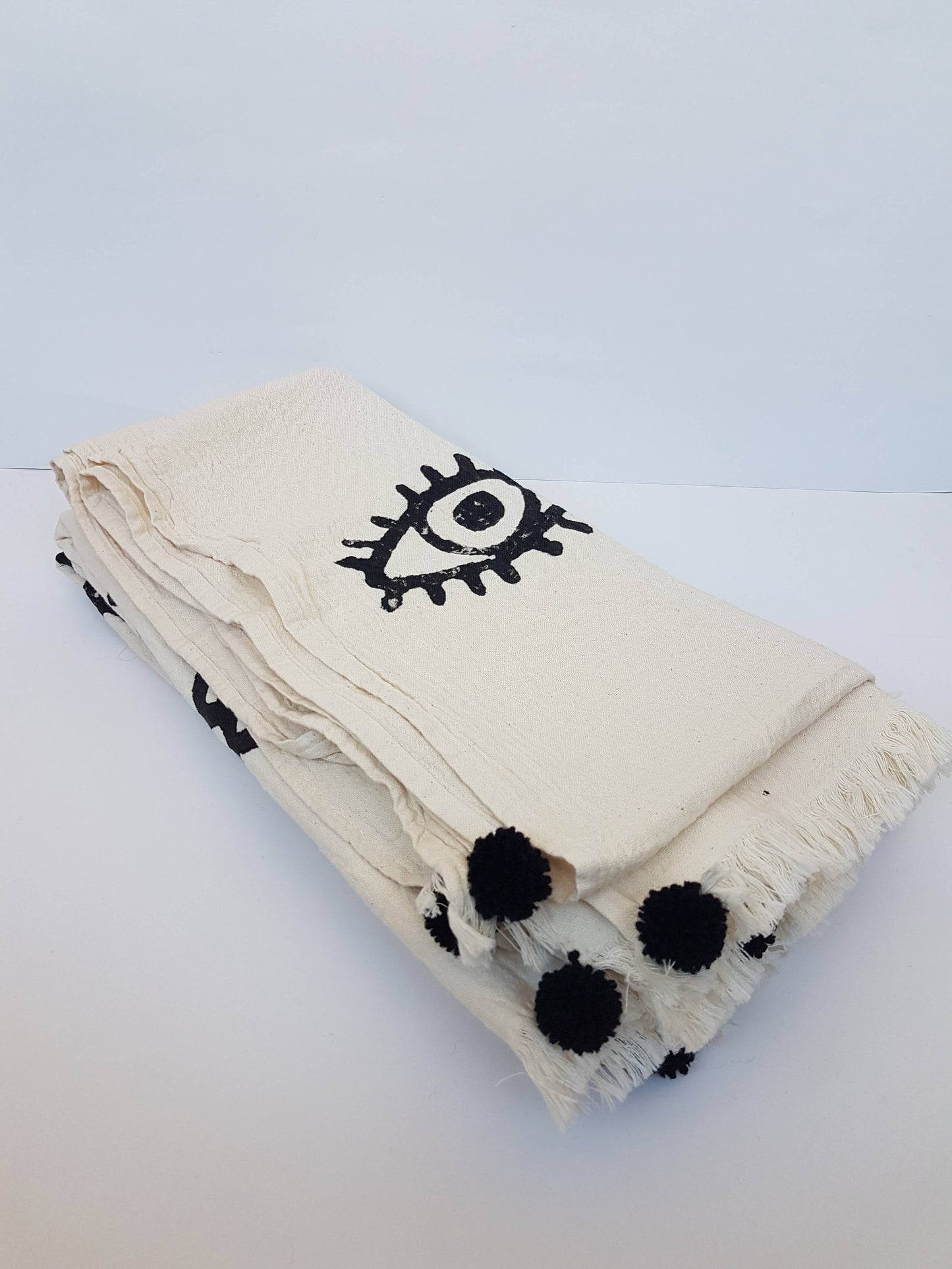 Black Evil Eye Throw Blanket by Moa