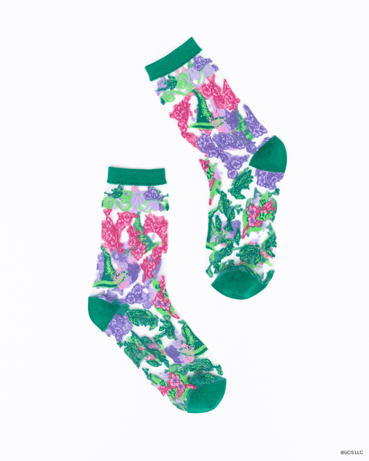Wicked For Good Floral Sheer Crew Sock