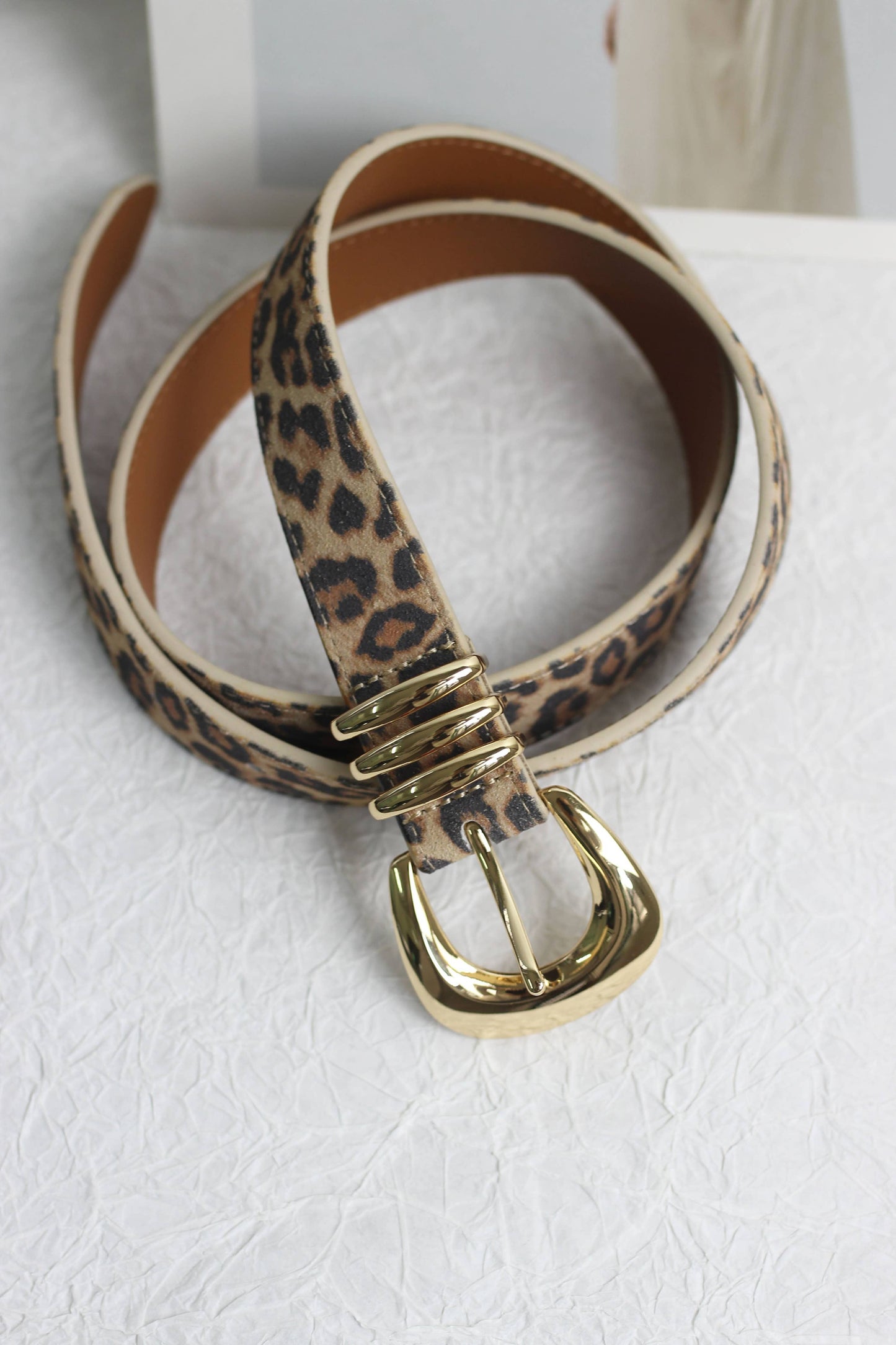 Leopard Print Leather Belt
