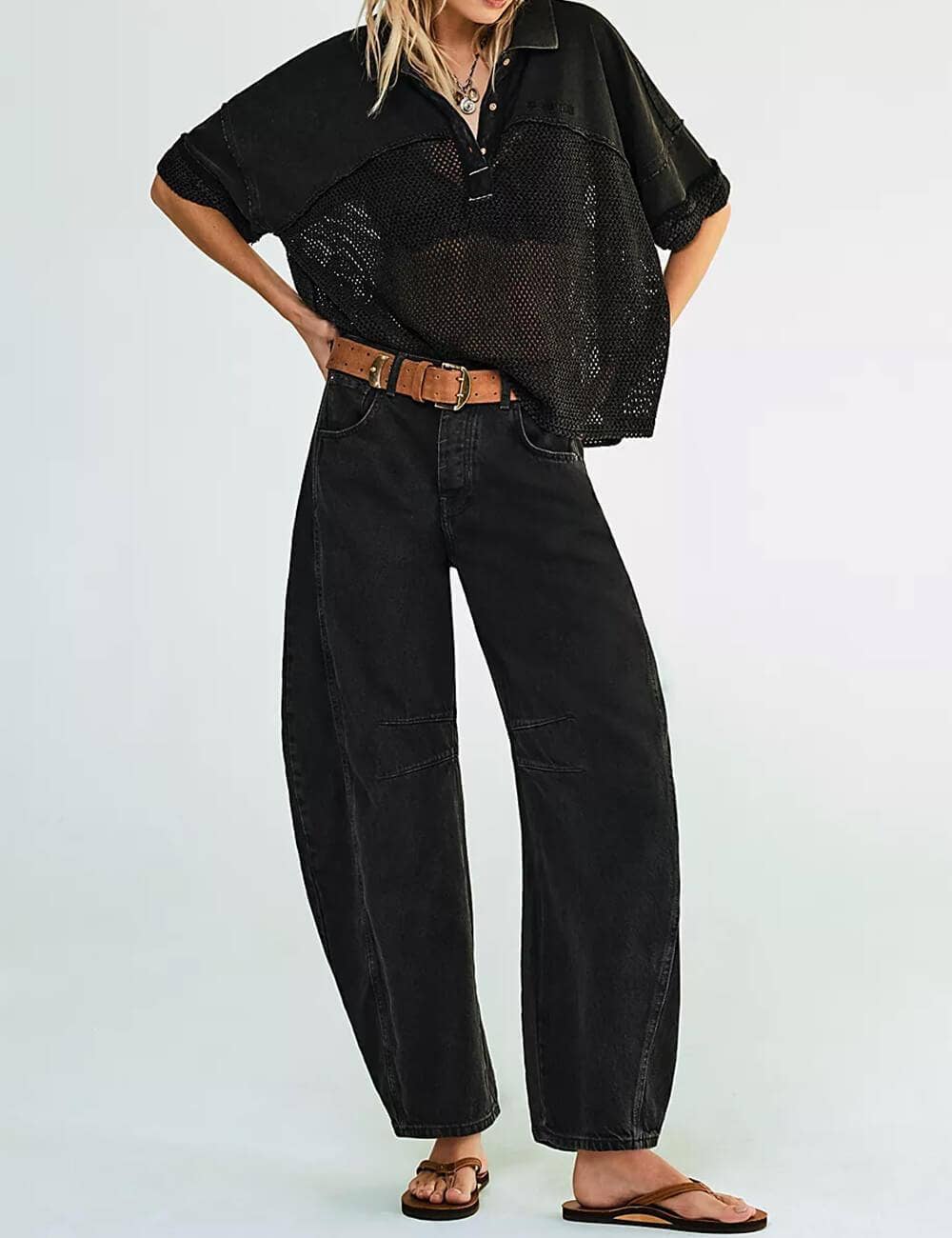 Cassidy Mid Rise Wide Leg Barrel Jeans