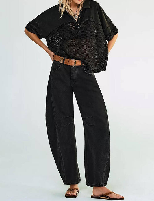 Cassidy Mid Rise Wide Leg Barrel Jeans