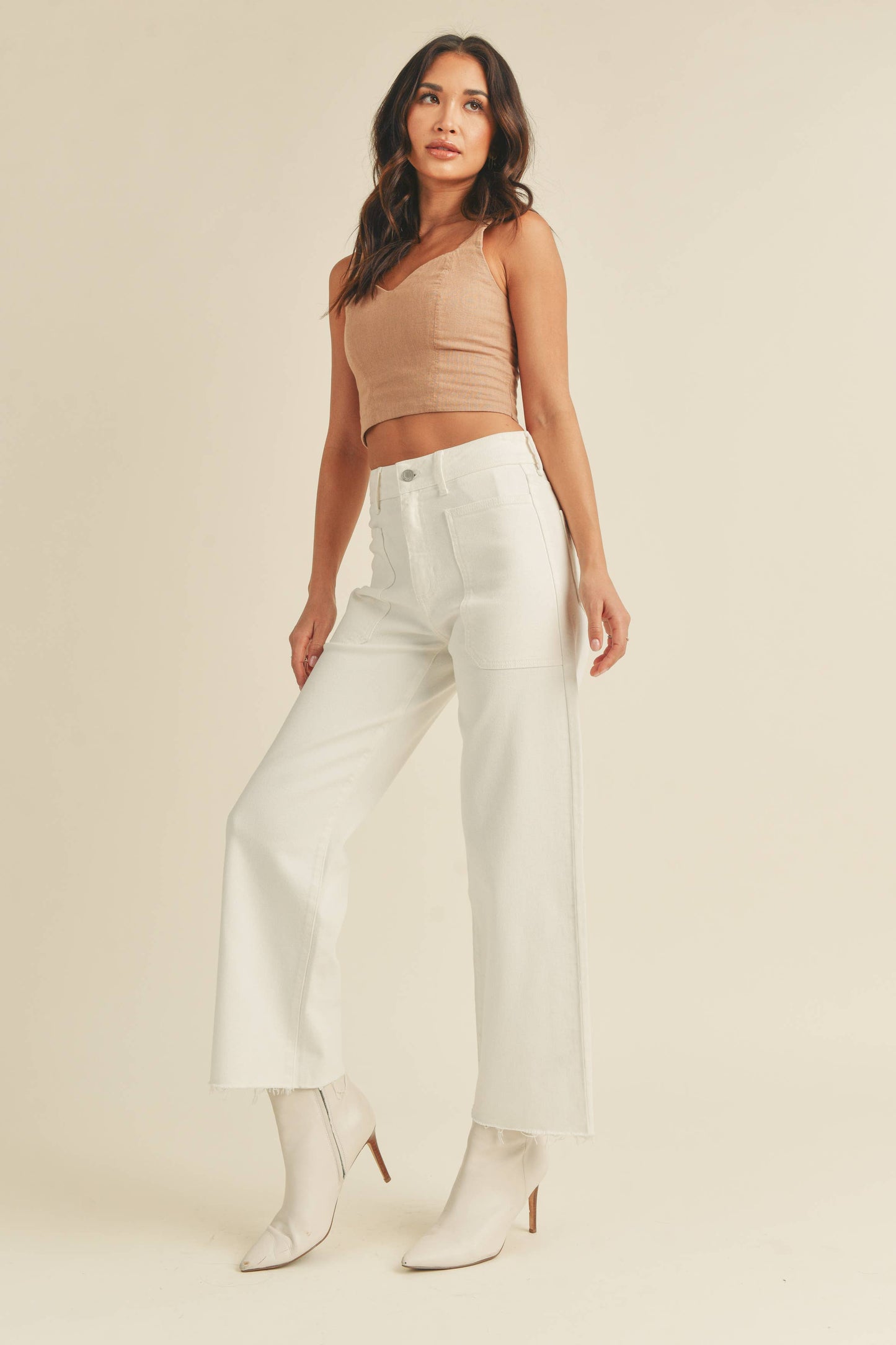 Just Black Denim - High Rise Utility Wide Leg Off White BP353J