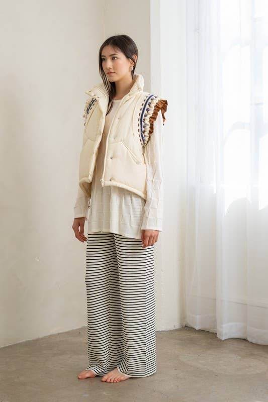 Penny - Elegant Embroidered Puffer Vest